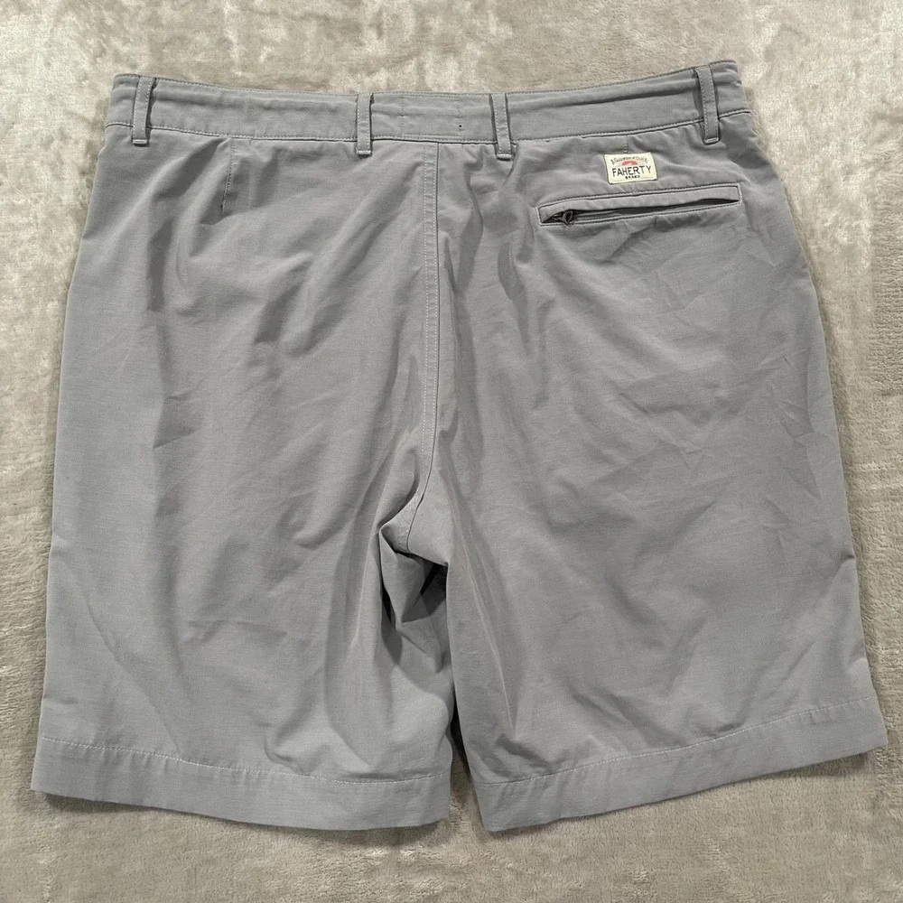 Faherty All Day Shorts Mens 36 Gray Casual Preppy Stretch Performance